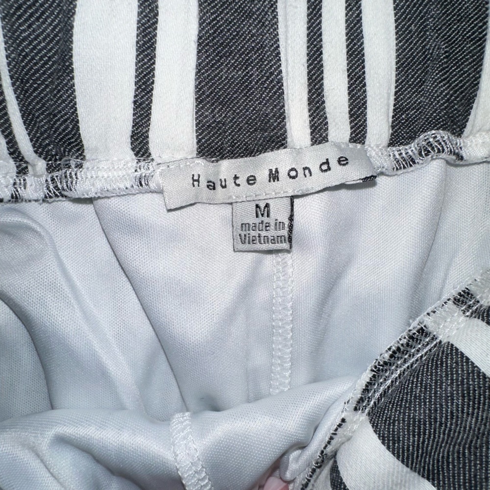 Haute Monde Charcoal and White Striped Straight Leg Pants - Picture 3 of 5